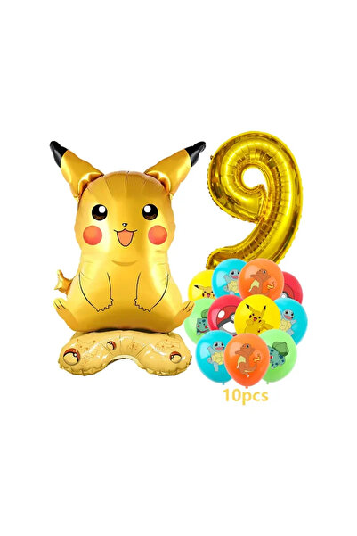 Choice عبوة واحدة من 9 قطع من بالونات بوكيمون واقفة على شكل شخصية كرتونية بيك...