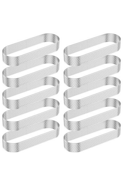 Choice حلقات تارت بيضاوية من الفولاذ المقاوم للصدأ مقاس 5 بوصات، 12 قطعة فضية...