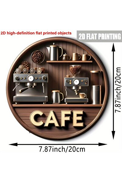 HELLOYOUNG لوحة فنية جدارية خشبية مستديرة مسطحة بتصميم مقهى، مقاس 20×20 سم، بتصميم ريفي، لصانعة قهوة/حبوب - ديكور منزلي/مقهى