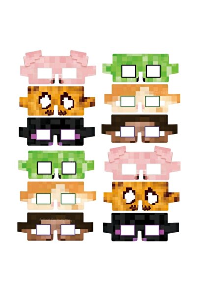 Choice 12PCS 12pcs Cartoon Miner Crafting Party Decoration Paper Glasses Masks Photo Props for Children's B