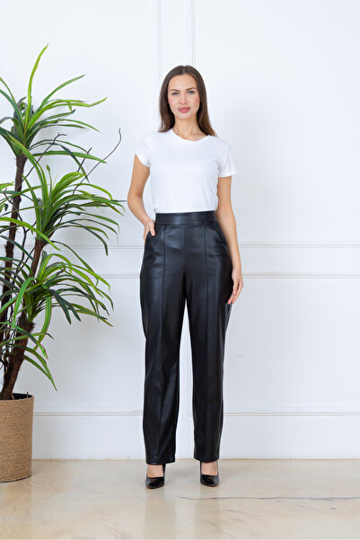 NILO DESGIN Women's Black Leather Pants Women's Leather Pants