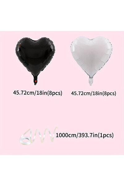 Choice 18inch 16pcs 18Inch 16pcs White Black Love Heart Shaped Foil Balloons ...