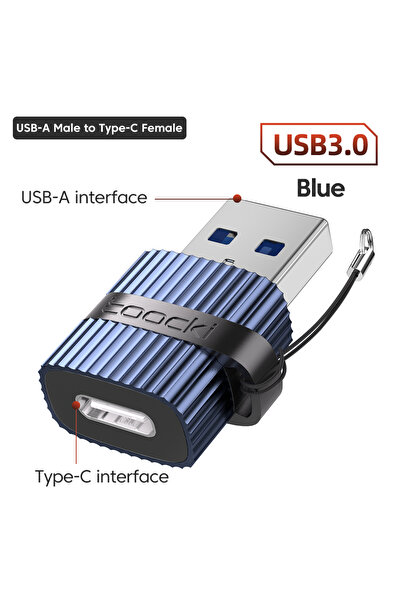 Toocki محول USB من النوع C إلى USB OTG باللون الأزرق، محول USB C إلى Micro US...