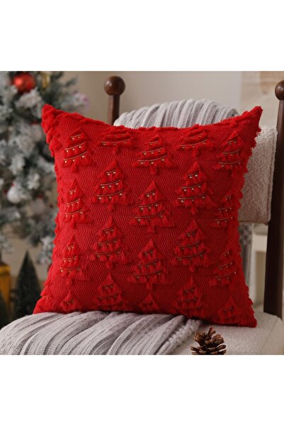 Choice غطاء وسادة واحد من قماش الكوردروي الأحمر، مقاس 45×45 سم، مقاس 18×18 بو...