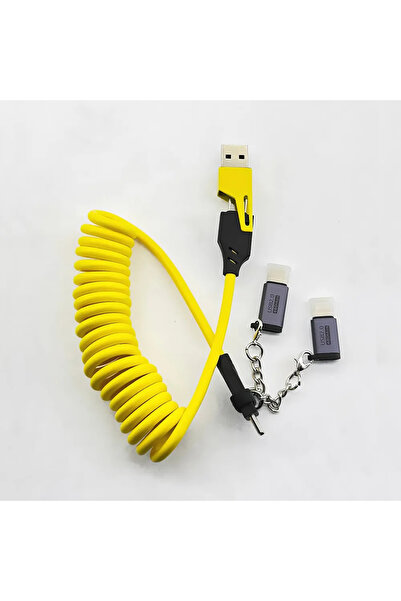 Choice 6 في 1 - أصفر 3 4 6 في 1 كابل شحن سريع PD محمول كابل بيانات قصير تلسكوبي USB A Ty