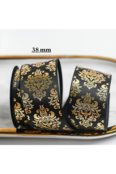 Choice 10 Yards Black Gold Ribbon-3 10 Yards/Roll Black Gold Ribbon 22mm Gilded Ribbons For Bow Gift Wrappi