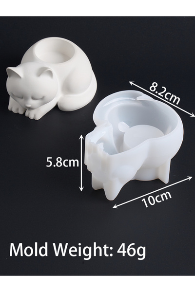 Choice قالب زينة حامل شموع على شكل قطة ثلاثية الأبعاد مصنوع يدويًا من الجبس و...