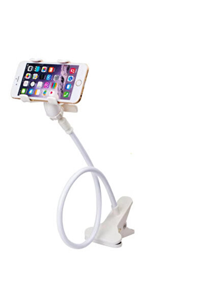 Choice حامل هاتف محمول عالمي أبيض مرن بذراع طويل، حامل هاتف كسول، مشبك للسرير...