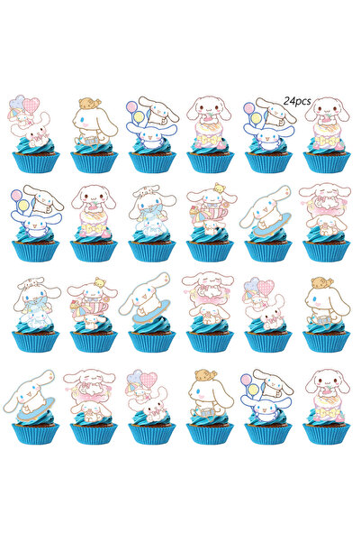 Miniso 24pcsCupcakeToppers Sanrio Cake Topper and Cupcake Toppers，Birthday Party Supplies for Cinnamoroll T