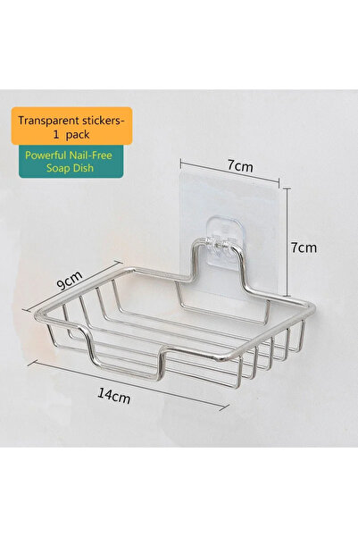 Choice رف صابون مثبت على الحائط فضي A حامل صابون مثبت على الحائط من الفولاذ ا...