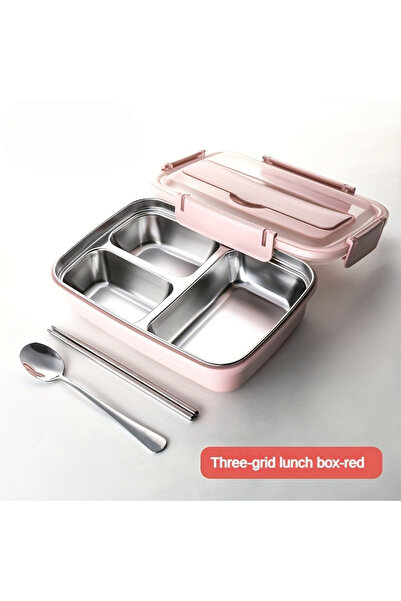 Choice Pink Leak-Proof Stainless Steel Lunch Box With 3/4 Compartments - Durable, Easy-Clean Bento Containe