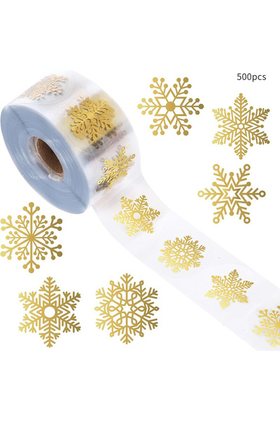 Choice 500 قطعة 100 قطعة/500 قطعة من ملصقات ندفة الثلج الذهبية لعيد الميلاد، ...