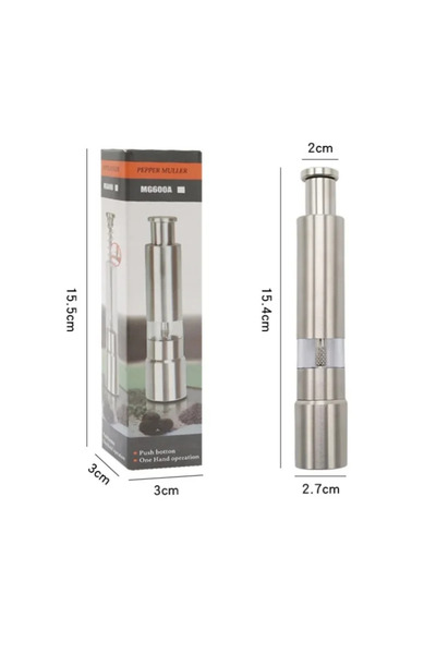Choice 1 قطعة من الفولاذ المقاوم للصدأ مطحنة الملح والفلفل مع زر ضغط الإبهام للتشغيل اليدوي وطحن الضغط الإبهام