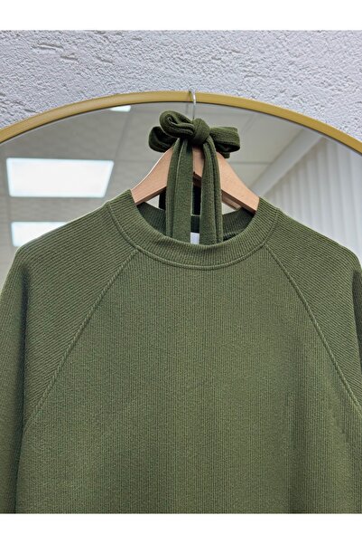 MİHRA STORE Alecia Reglan Sleeve Logo Thessaloniki Dress-Na2368 Khaki