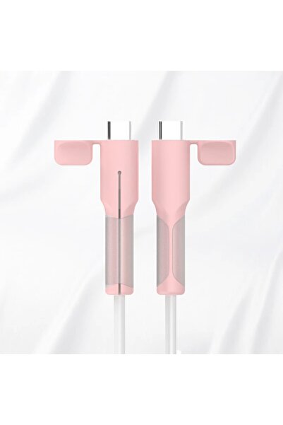 Choice غطاء حماية من السيليكون لكابل شحن USB من النوع C إلى C باللون الوردي