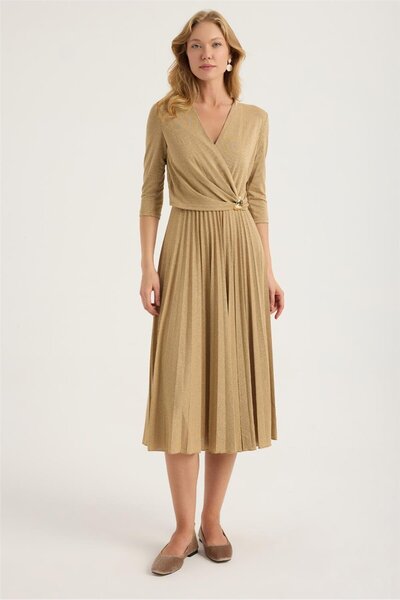 HomeStore Simli Anvelop Yaka Bel Lastikli Elbise