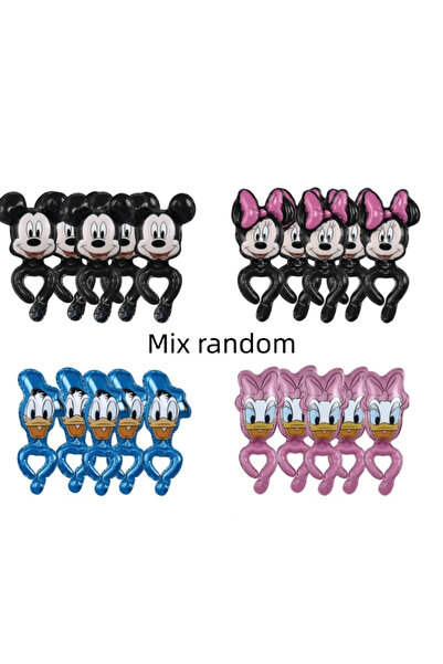 Miniso 24 قطعة كما في الصورة مزيج 12/24/48 قطعة من بالونات فيلم الألومنيوم من سلسلة ميكي ماوس الكرتونية ميكي ميني تشي