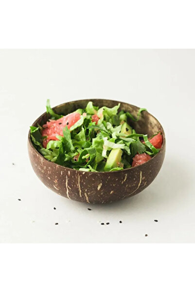 Choice أوعية جوز الهند سعة 400 مل لتقديم الأطباق، وعاء خشبي للسلطة، وعاء خشبي قابل لإعادة الاستخدام، أدوات تقديم من جوز الهند الطبيعي