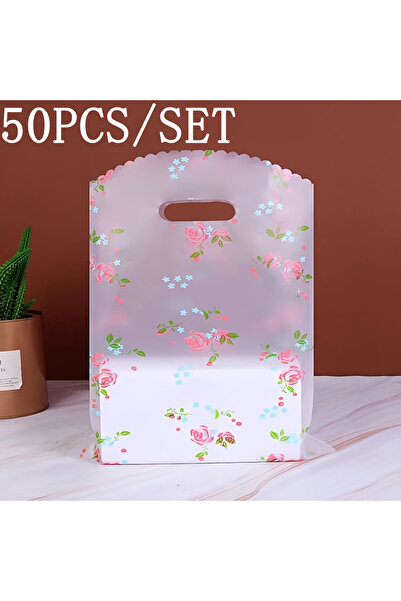 Choice أخرى 50 قطعة 50 قطعة حقيبة هدايا شكر بمقبض، حقيبة تغليف بوتيك حقيبة تذكارية حقيبة بلاستيكية زهرية
