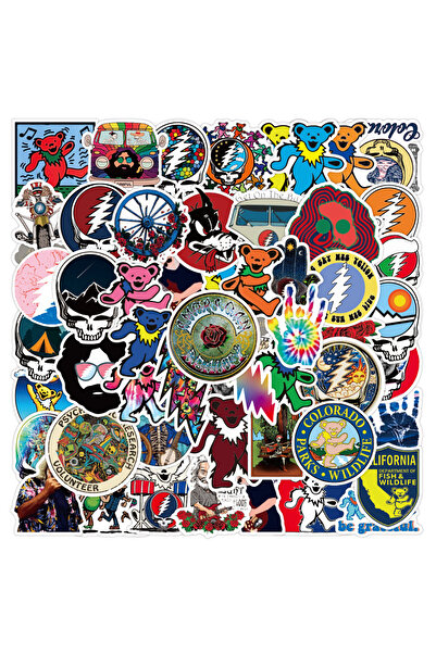 Choice 50 قطعة من ملصقات جرافيتي لفرقة Grateful Dead، حقيبة سفر وكوب ماء وحاف...
