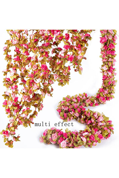 Choice زهور صناعية وردية حمراء بطول 230 سم وبطول 2.5 متر، نباتات مزيفة للمنزل...