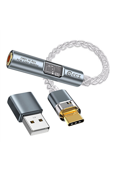 Choice محول صوت من نوع C إلى 3.5 مم من النوع الفضي الأزرق CCZ CM01 USD كابل نحاسي أحادي البلورة مطلي بالفضة 8 نواة 3