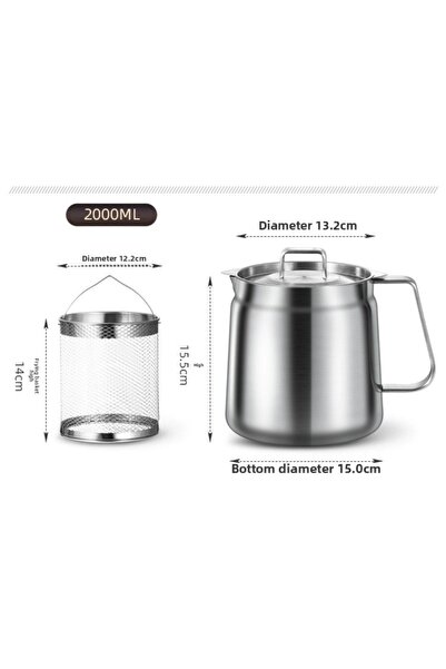 Choice 2L Stainless Steel 2L Deep Fryer Pot with Basket and Oil Strainer, 304...