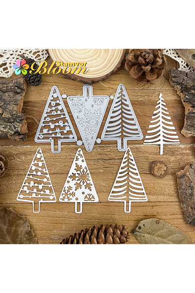 Choice مجموعة قوالب قطع معدنية لأشجار الثلج لعيد الميلاد، قصاصات ورقية، نقش زخرفي