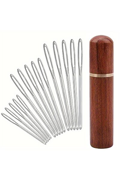 Choice إبرة خياطة كبيرة ذات عين حادة من طراز D - 16 قطعة، إبرة حياكة متقاطعة مصنوعة يدويًا من الجلد للتطريز