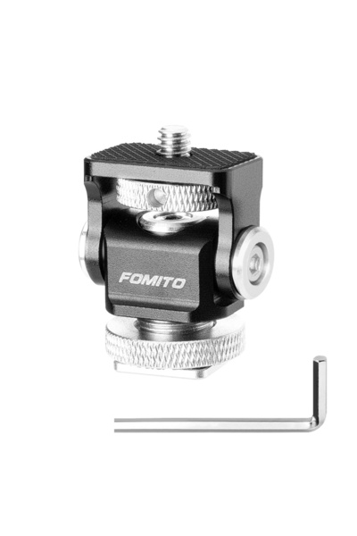 Choice Silver FOMITO Monitor Mount Holder Cold Shoe Mount Ballhead Tilt Adjustable for LED Light Microphone