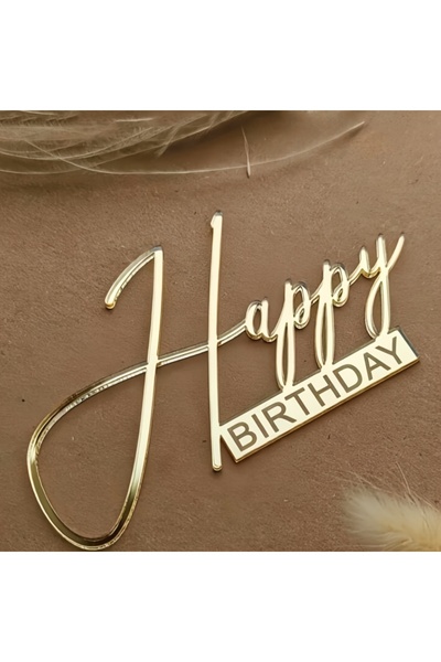 Choice 3PCS Gold 3PCS/5PCS Happy Birthday Cake Topper Set - Modern Letter PMM...