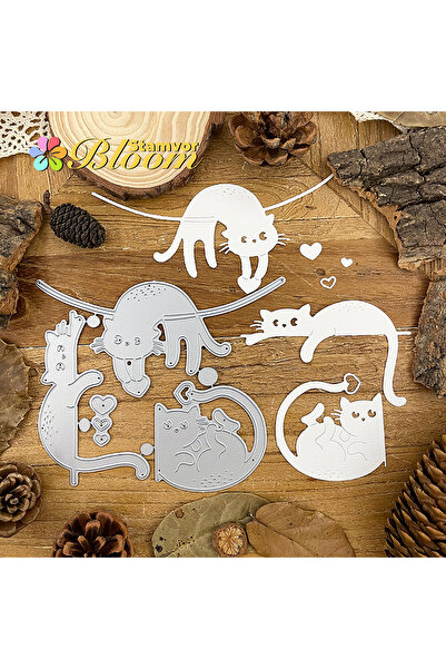 Choice قوالب قطع معدنية لقطط الحب الكاذبة الجميلة، نقش زخرفي، سكرابوكينغ