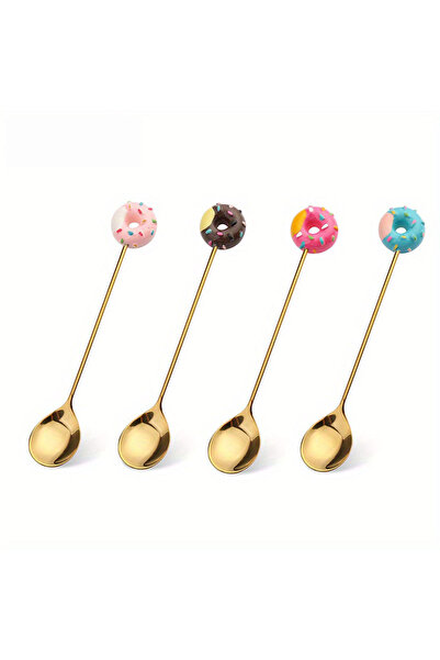 Choice Donut -Spoon-4PCS 4PCS Stainless Steel Creative Candy Donut Dessert Fork Coffee Spoon Stirring Spoon