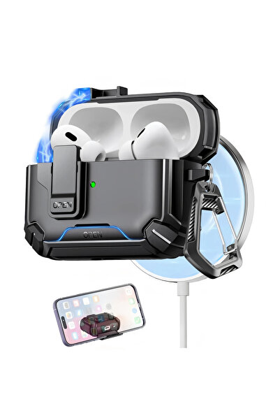 Choice حافظة Airpods Pro 3 A باللون الأسود لسماعات Airpods Pro 3 (2025) مع قف...