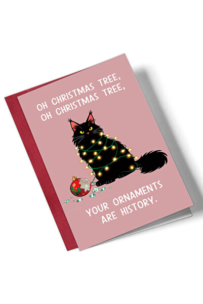 Choice بطاقة معايدة فكاهية - رسم توضيحي مضحك لقط أسود لعيد الميلاد، بطاقة عيد...