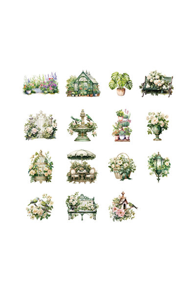 Choice A 30pcs Creative Retro Spring Flower Manor Magic Theme PET Waterproof Collage Student DIY Cups,Lapt.