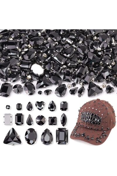 Choice1 120Pcs black 120PCS black rhinestones, mixed shape with metal base, u...