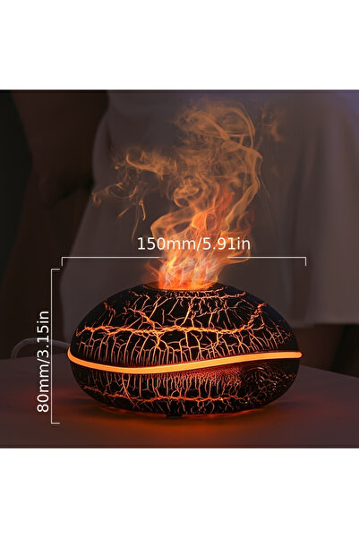 Choice مرطب هواء بتأثير اللهب الأسود مع 7 أضواء ملونة - موزع للزيوت العطرية، لهب E