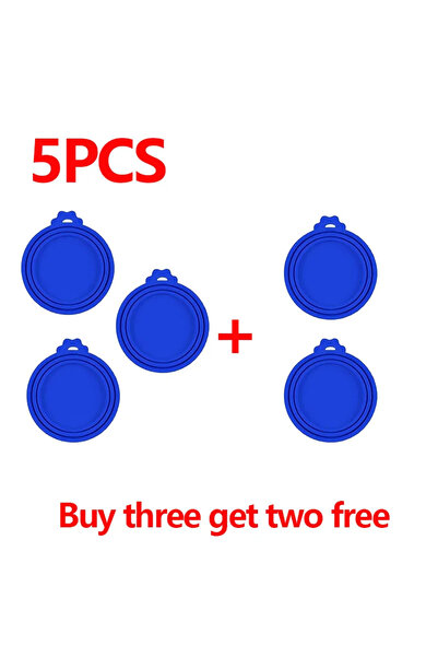 Choice أزرق داكن، 5 قطع، 5 أغطية سيليكون لحفظ الطعام الطازج للحيوانات الأليفة، أغطية علب طعام القطط والكلاب، ثلاثة في واحد، لحفظ الطعام الطازج