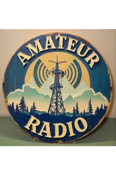 HELLOYOUNG لوحة جدارية معدنية عتيقة الطراز لهواة الراديو، مقاس 20×20 سم، رقم ...