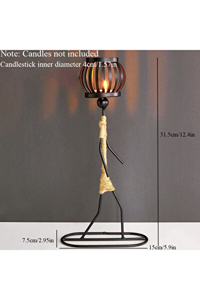 Choice B-no candle Nordic Metal Candlestick Abstract Character Sculpture Cand...