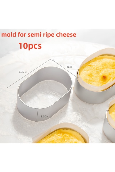 Choice قالب - 10 قطع 10 قطع قالب كعكة الجبن من الفولاذ المقاوم للصدأ قالب تقطيع البسكويت على شكل دائرة موس بيضاوي أحادي الجانب