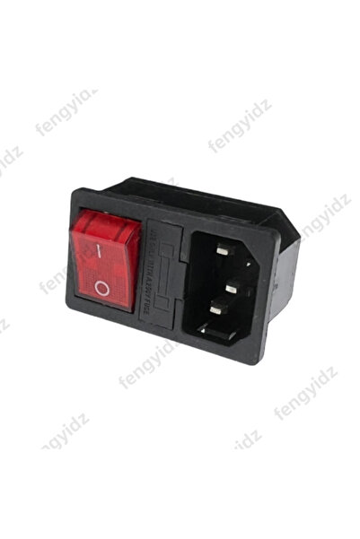 Choice AC-14-F16 IEC320 C14 Electrical AC Socket 3 pin red LED 250V Rocker Switch 10A fuse female male inle