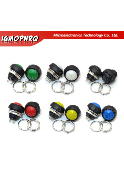 Choice أزرق، 6 قطع، 6 قطع، زر ضغط صغير مقاوم للماء 12 مم، تشغيل/إيقاف لحظي، د...