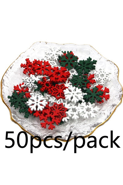 Choice 2.3cm MULTI (50 Pieces) Christmas Snowflakes, Multicolored Wooden Piec...