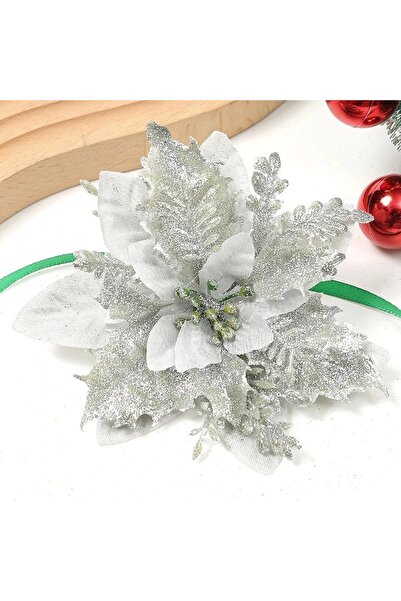 Choice 10 قطع فضية 3/5/10 قطع زينة عيد الميلاد زهور اصطناعية شجرة عيد الميلاد...