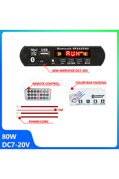 Choice 8 0W 160W Amplifier Bluetooth 5.1 MP3 Decoder Board 2*80W Audio Player 12V DIY MP3 Player Car FM Rad