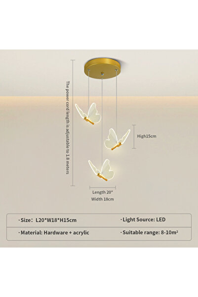 Choice مصباح سقف على شكل فراشة حديث بثلاثة رؤوس LED بإضاءة دافئة، مصباح سقف على شكل فراشة بثلاثة رؤوس، مصباح سقف غرفة المعيشة الداخلية