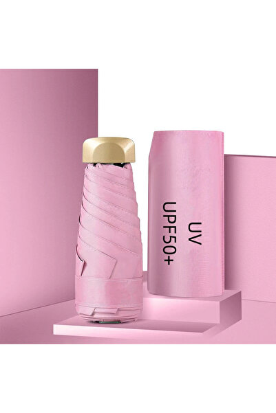 Choice مظلة وردية اللون من الحديد 6K مناسبة للأيام المشمسة والممطرة، صغيرة مح...