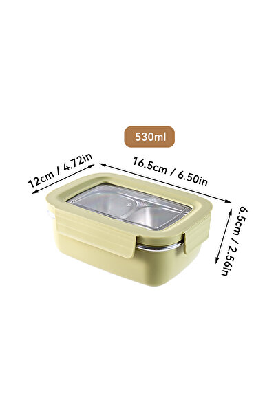 Choice 2 Grid Yellow 530ML Microwave 304 Stainless Steel Compartment Lunch Bo...